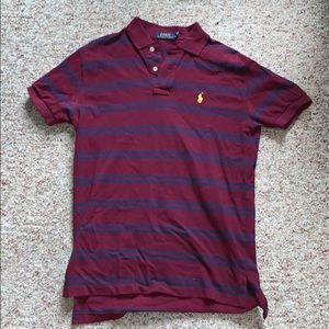 Maroon striped Ralph Lauren polo t-shirt